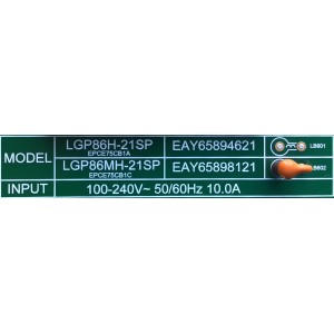 SUB FUENTE PARA TV LG / NUMERO DE PARTE EAY65898121 / 65898121 / LGP86MH-21SP / 3PCR02877B / PANEL HC860MAD-ABDA2-2124 / MODELO 86QNED99UPA.AUSFLJR / 86QNED99UPA